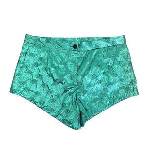 Modetrotter Metallic Jacquard Short Shorts Womens 38/ US 8 Blue Green